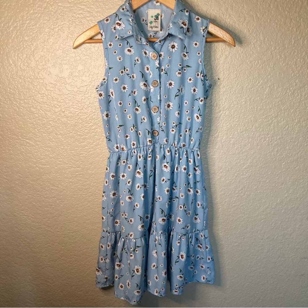 Lily Bleu Sky Blue Floral Blouse Girls Size 12 Light Flowy Soft Bohemian